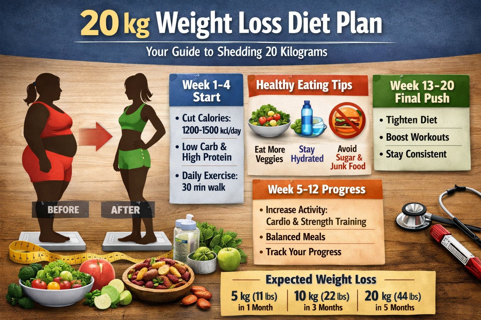How to lose 20 kg d⁠iet plan